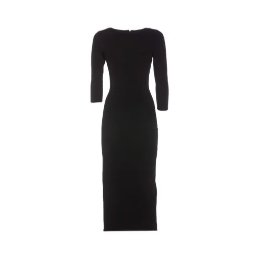Logo Plaque Scoop Neck Midi Dress