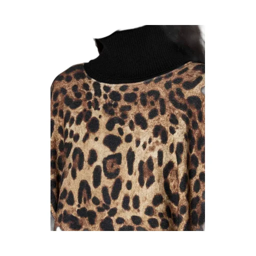 Leopard Printed Fringed Poncho