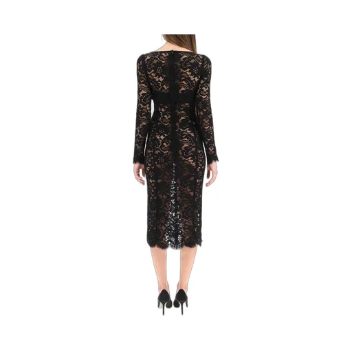 Lace Long-Sleeved Midi Dress