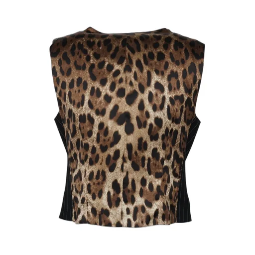 Leopard Printed Striped Gilet