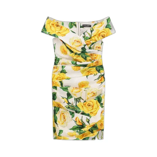 Rose Printed Short Draped Mini Dress
