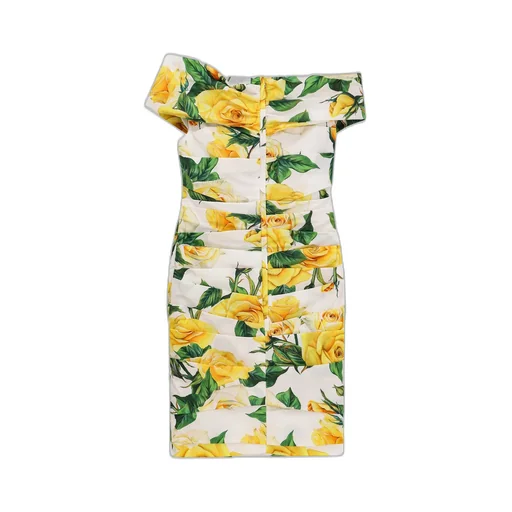 Rose Printed Short Draped Mini Dress