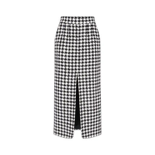 Houndstooth Printed Midi Skirt