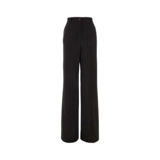 High-Waist Pinstripe-Printed Wide-Leg Trousers