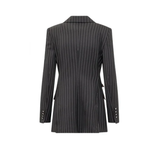 Striped Double-Breasted Tailored Blazer