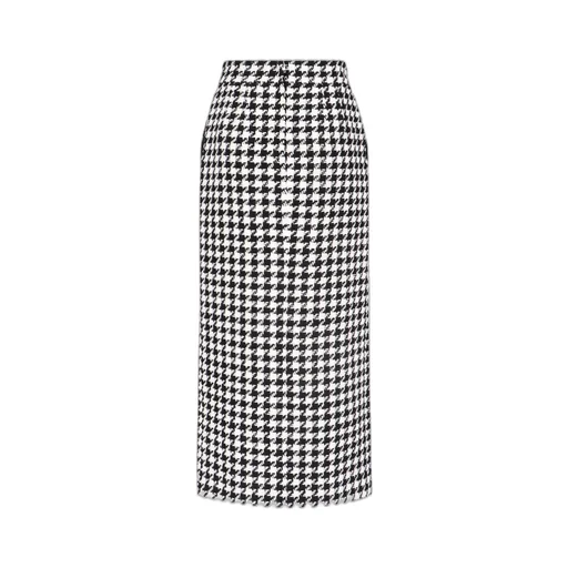 Houndstooth Printed Midi Skirt