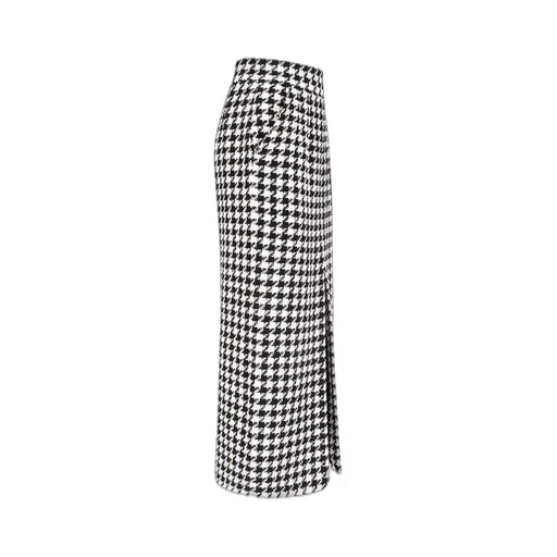 Houndstooth Printed Midi Skirt