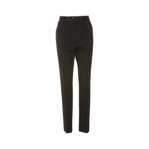 High-Waisted Pinstripe Twill Pants