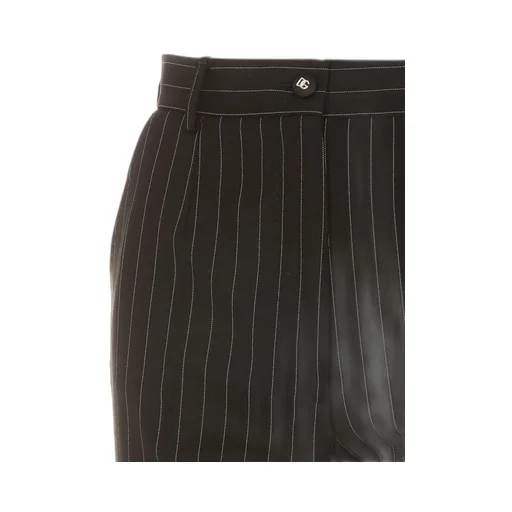 High-Waisted Pinstripe Twill Pants