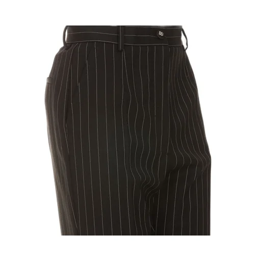 High-Waisted Pinstripe Twill Pants