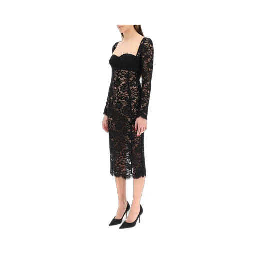 Lace Long-Sleeved Midi Dress