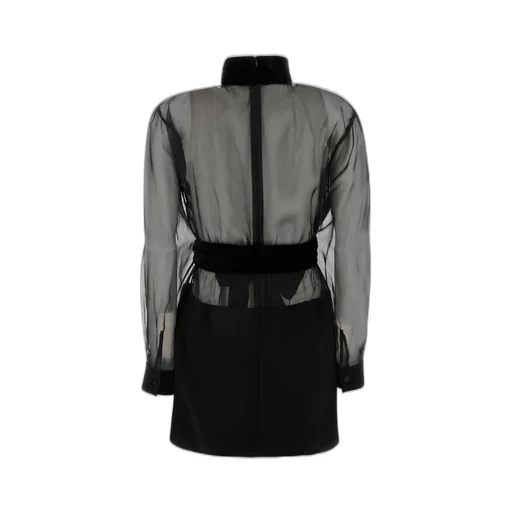 High Neck Velvet Belted Mini Dress