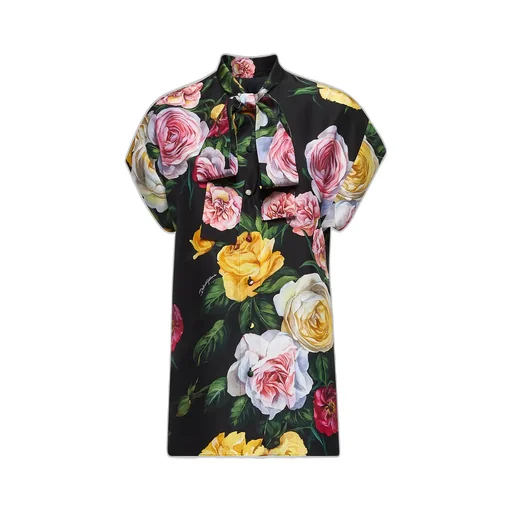 Floral Printed Habotai Shirt