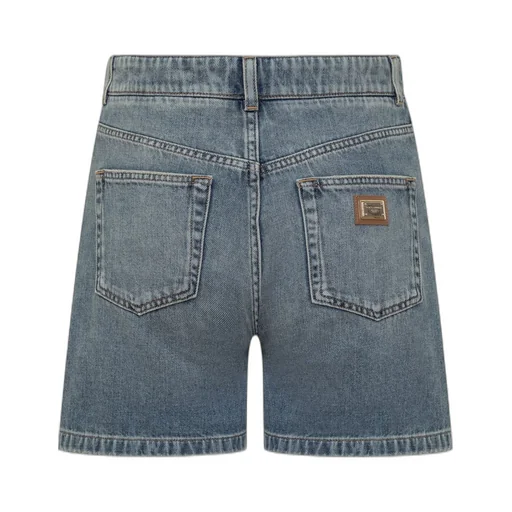 Logo Plaque Denim Shorts