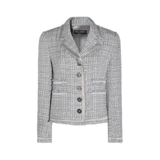 Single-Breasted Short Tweed Jacket