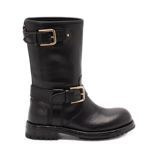 Buckle Detailed Biker Boots