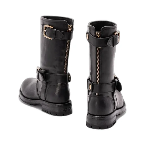Buckle Detailed Biker Boots