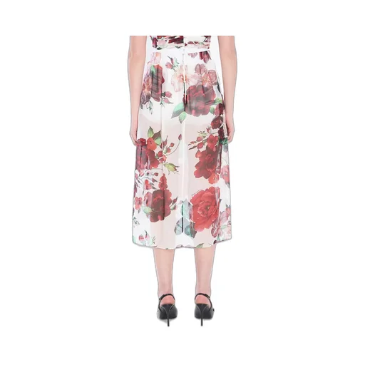 Rose Printed Chiffon Calf-Length Skirt