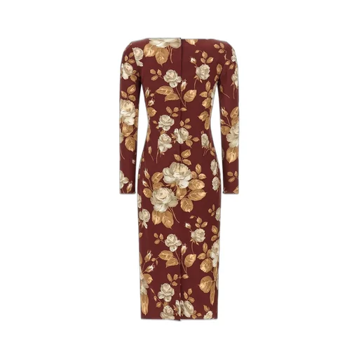 Rose Printed Long-Sleeved Dress