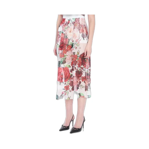 Rose Printed Chiffon Calf-Length Skirt