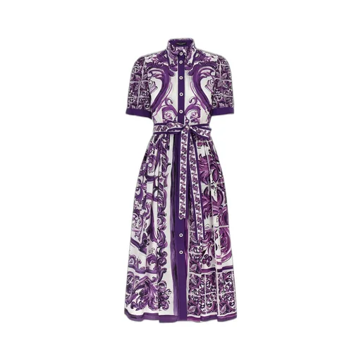 Majolica Printed Short-Sleeved Midi Dress