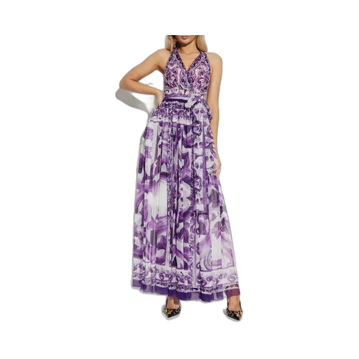 Majolica Printed Long Chiffon Dress
