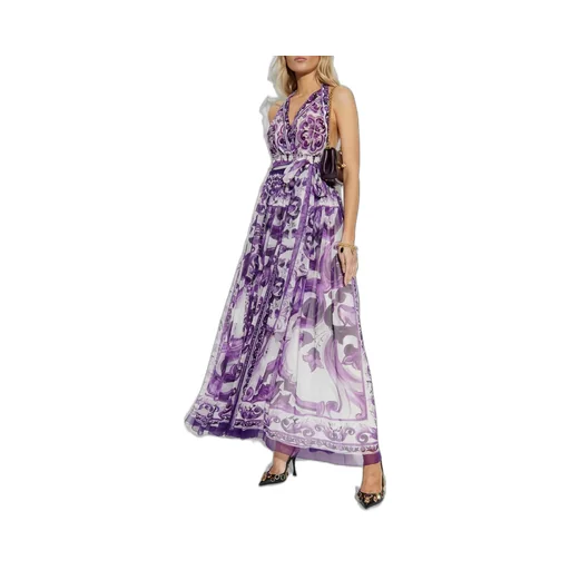 Majolica Printed Long Chiffon Dress
