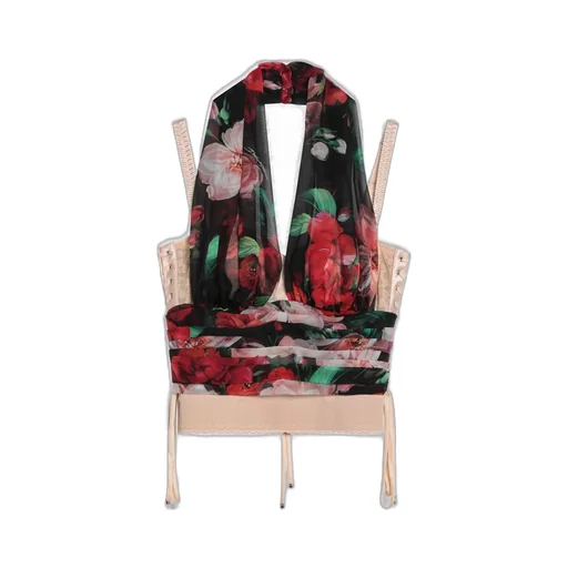 Floral Printed Chiffon Corset Top