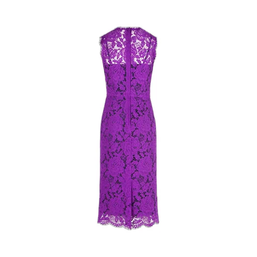 Floral-Lace Scallop Edge Sleeveless Midi Dress