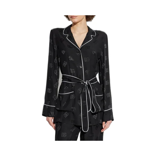 All-Over Dg Logo Jacquard Pajama Satin Shirt