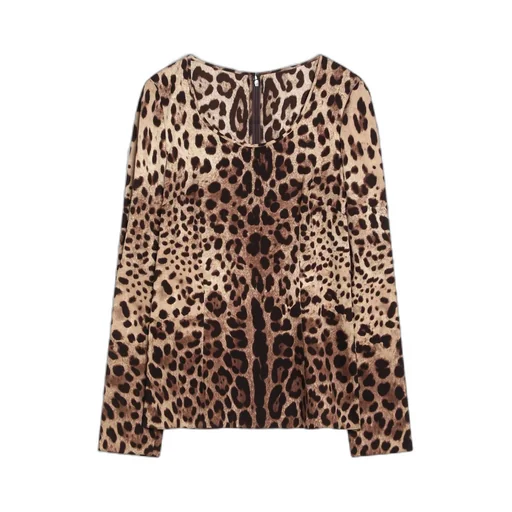 Leopard Printed Charmeuse Top