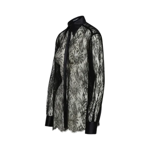 Satin Detailed Chantilly Lace Shirt
