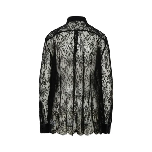 Satin Detailed Chantilly Lace Shirt