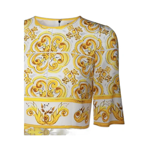 Majolica-Print Round Neck Midi Dress