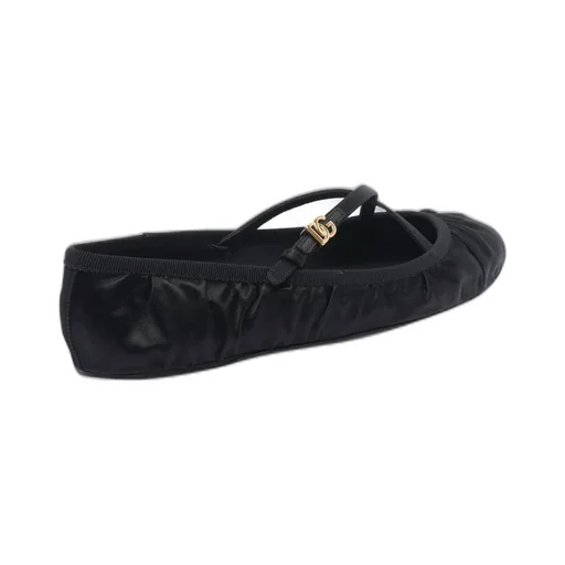 Logo Buckle Ruched Detailed Ballet Flats