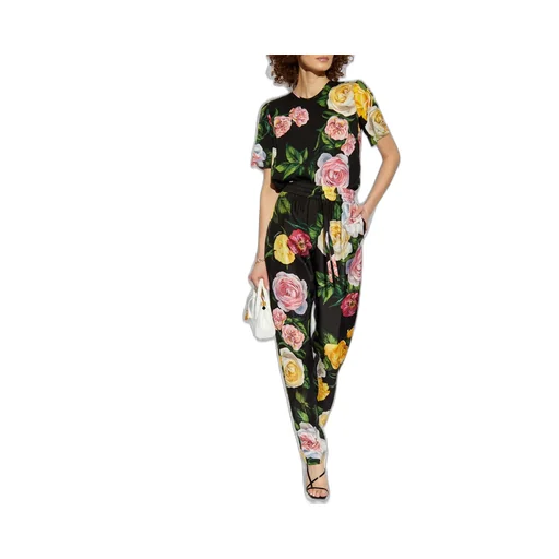 Floral Printed Elastic Waist Pants