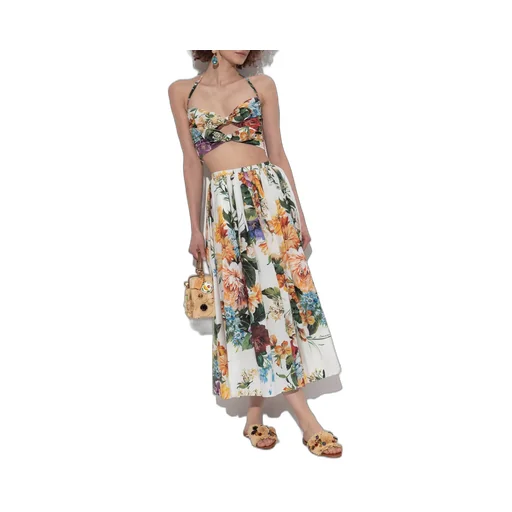 Floral Printed Pleated Midi Skirt