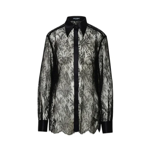 Satin Detailed Chantilly Lace Shirt