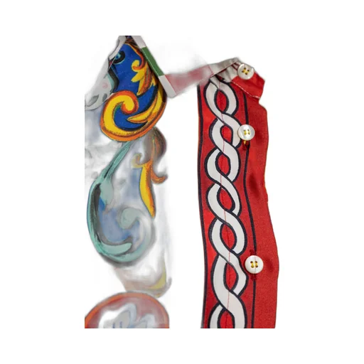 Carretto Printed Twill Asymmetric Hem Top