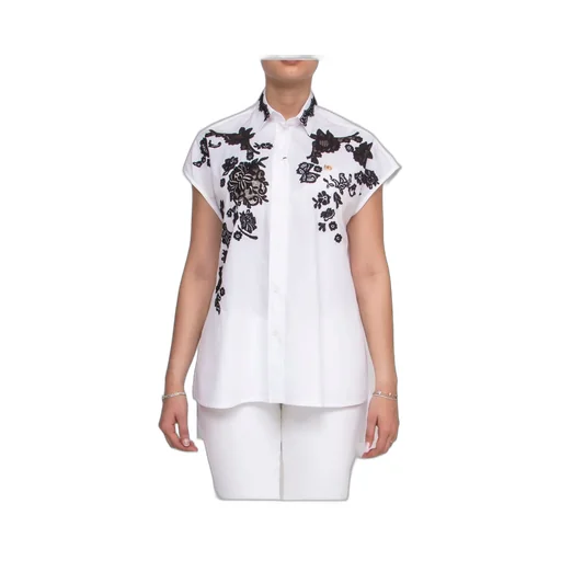 Lace AppliquÉS Oversized Poplin Shirt
