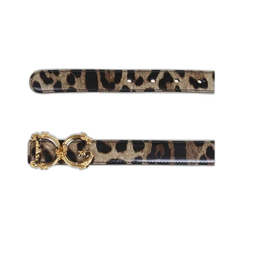 Dg Plaque Leopard Print Belt