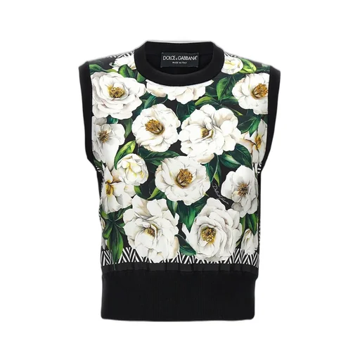 Floral Printed Knitted Vest
