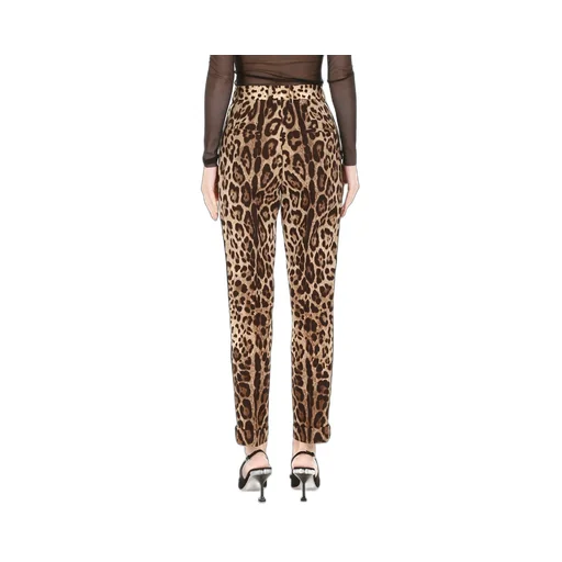 Leopard Printed High-Waist Trousers