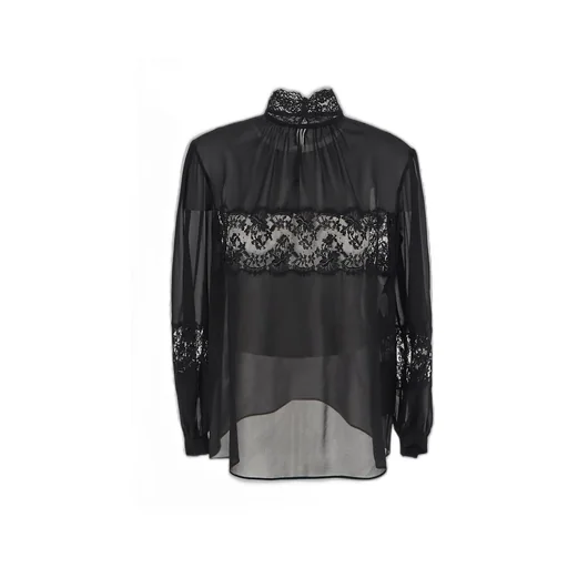 Lace-Embellished Ruched Detailed Blouse