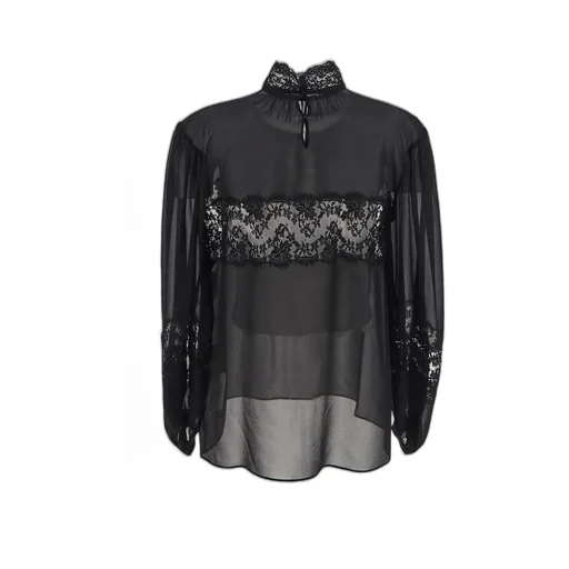 Lace-Embellished Ruched Detailed Blouse