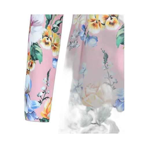 Floral Printed Long-Sleeved Midi Dress
