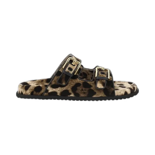 Leopard Printed Velvet Sliders