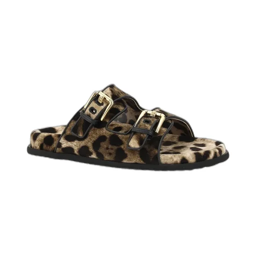 Leopard Printed Velvet Sliders