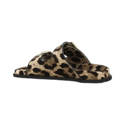 Leopard Printed Velvet Sliders