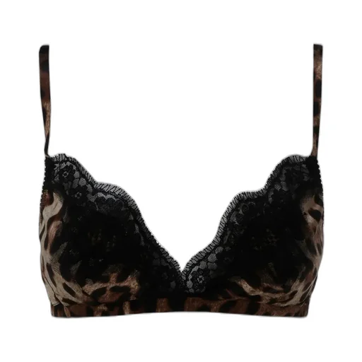 Leopard Printed Lace Trimmed Bra